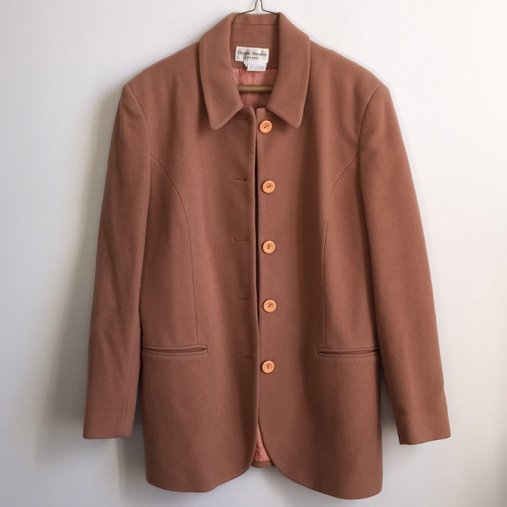 Helene Berman | Vintage Blush/Tan Wool & Cashmere Blend Long Button Peacoat Coat